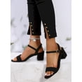 thumbnail image 5 of Women's Ankle Strap Sandals, Faux Suede Chunky Heeled Footwear, 5 of 12