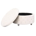 thumbnail image 4 of Costaelm Hank Round 29.5" Velvet Tufted Storage Ottoman, Cream, 4 of 7