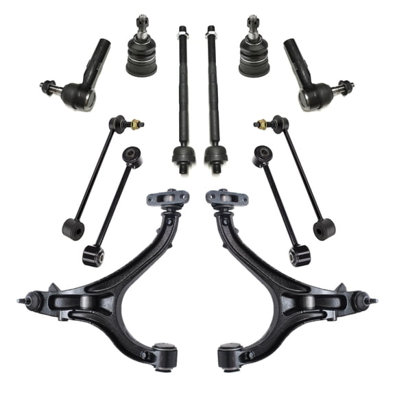 PartsW - 12 Pc Front & Rear Suspension Kit Lower Control Arms, Upper Ball Joints, Sway Bar End Links, Steering Tie Rods Inner & Outer for Jeep Commander, Jeep Grand Cherokee
