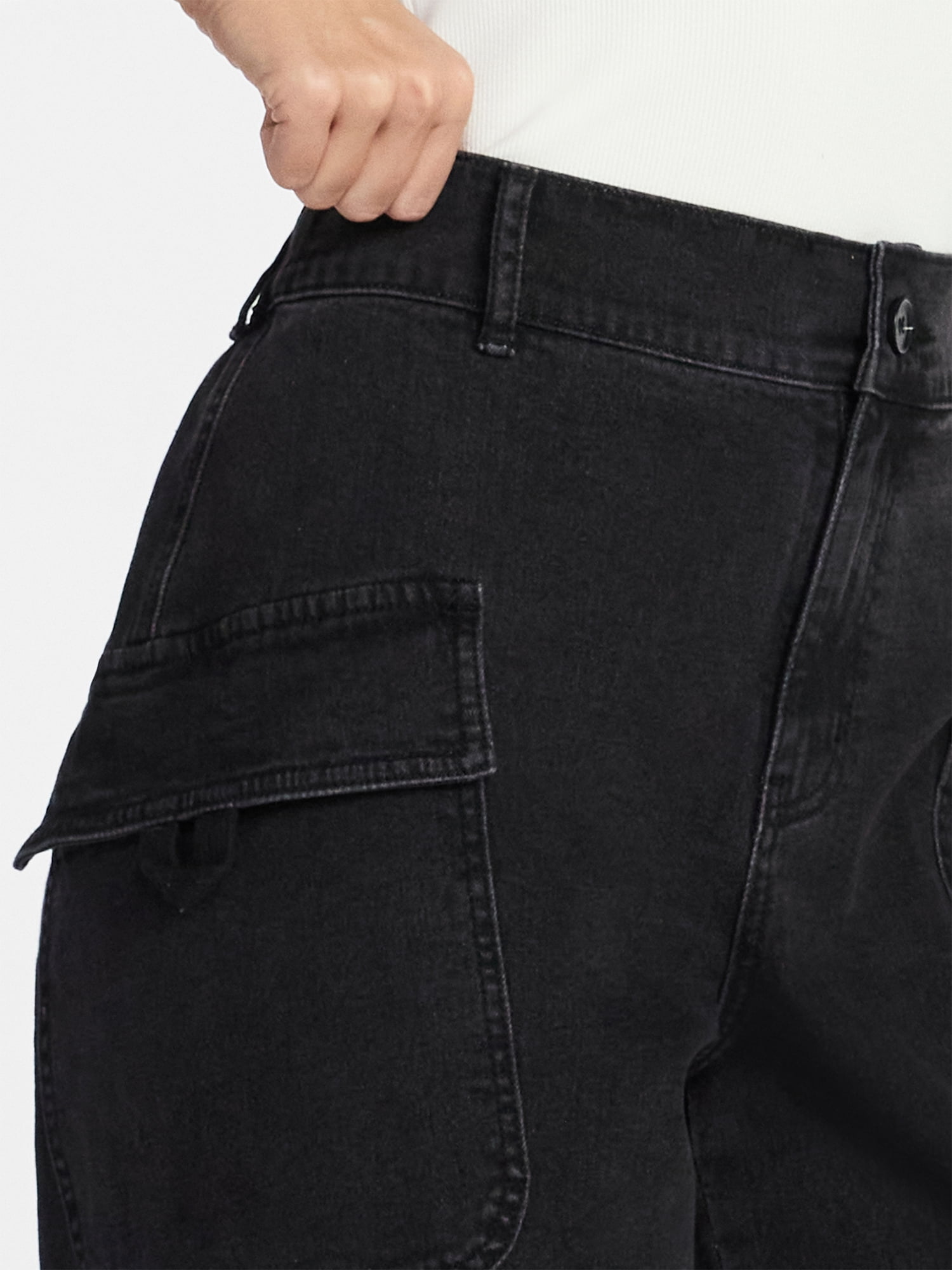 Madden NYC Women's Denim Cargo Joggers, 28" Inseam, Sizes XXS-XXL