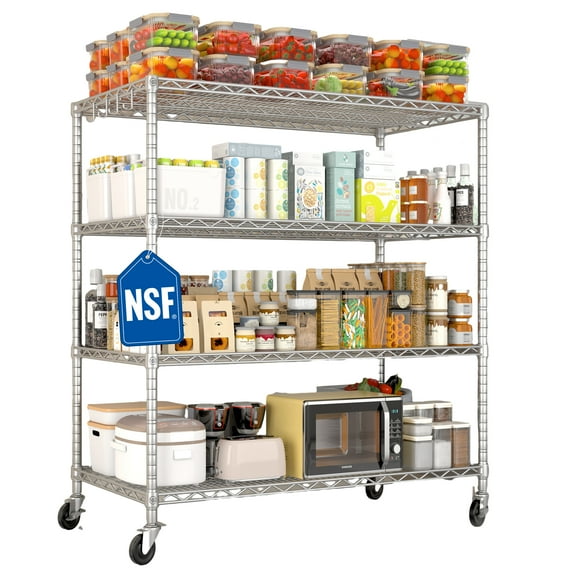 TrumanPick 55.5"W Wire Shelving Unit, 4-Tiers Adjustable Large Storage Shelves for Garage Kitchen, Wire Rack forLaundry Utility Room 45.8" W x 71" H x 17.2" D, Chrome
