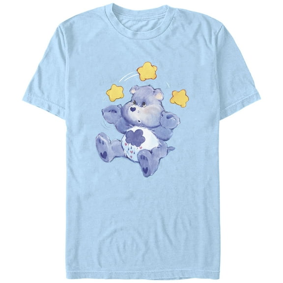 Men's Care Bears Grumpy Bear Stars  Graphic Tee Light Blue 2X Large