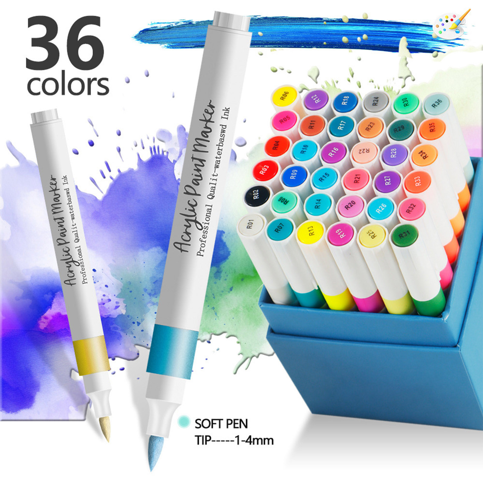 WEGFTDUOP 12 Colors Nail Art Pens - Waterproof Acrylic Paint Markers Drying Nail Tools For DIY Patterns Precision Tip For Beginners And Professionals 12ml