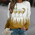 thumbnail image 2 of Rbaofujie Chandails d'Automne pour Femmes Femmes Mode Décontractée Imprimé Col Rond Ample Manches Longues T-shirt Chandails Blouse Orange Chandails à Capuchon pour Femmes, 2 of 4