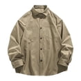 thumbnail image 5 of YODETEY Men’s Button Down Shirts Long Sleeve, Mens Everyday Casual Outdoorwear Flannel Tops,Big and Tall Khaki,Size XXL, 5 of 10