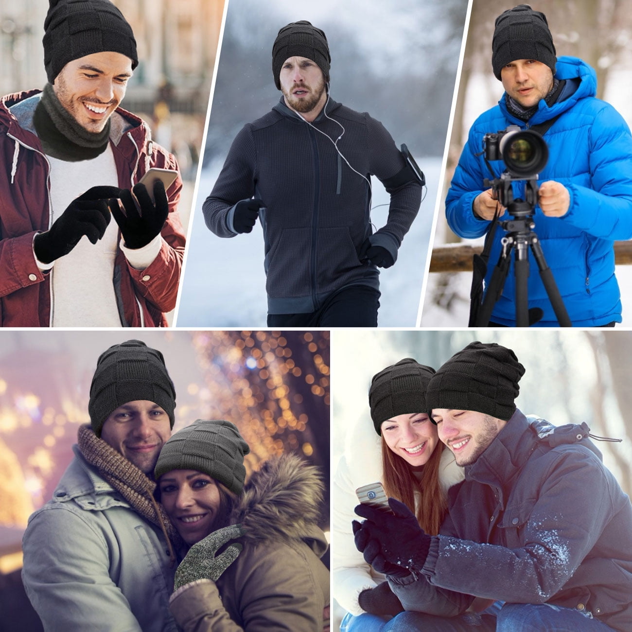 Set Invernale 3 Pezzi - Cappello Beanie, Scaldacollo E Guanti Touch Screen Uomo/Donna - Foto 5