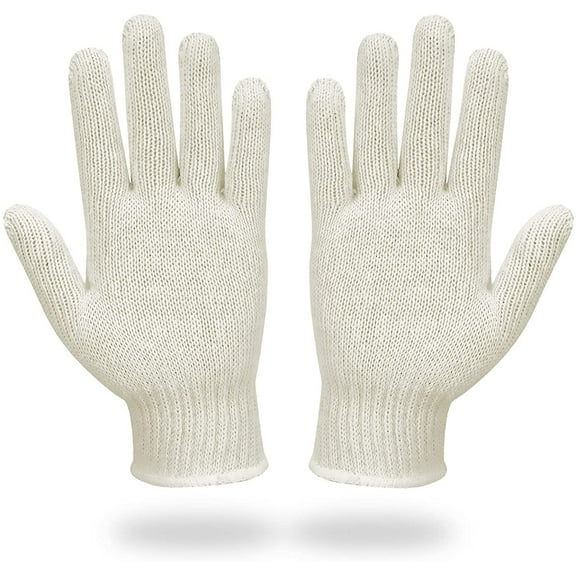 12 Pack Natural Color Working Gloves XS size.  Reusable Washable Knit Gloves