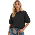 thumbnail image 2 of Half Sleeve Sweatshirt Women Oversized Crewneck Puff Sleeve Top Casual Loose Cute Fall Lightweight Sweatshirts, 2 of 4