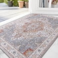thumbnail image 6 of Buganda 2'x3' Small Area Rug, Non Slip and Low Pile Door Mat, Vintage Distress Print Pattern Carpet, Machine Washable rugs for Entrance, Red, 6 of 7