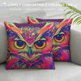 thumbnail image 3 of Orinice Psychedelic Owl Graphic Decorative Cushion Throw Pillow Cover for Home Couch Living Room Bed Sofa, Indoor/Outdoor Use, 1PC 20x20in, 3 of 5