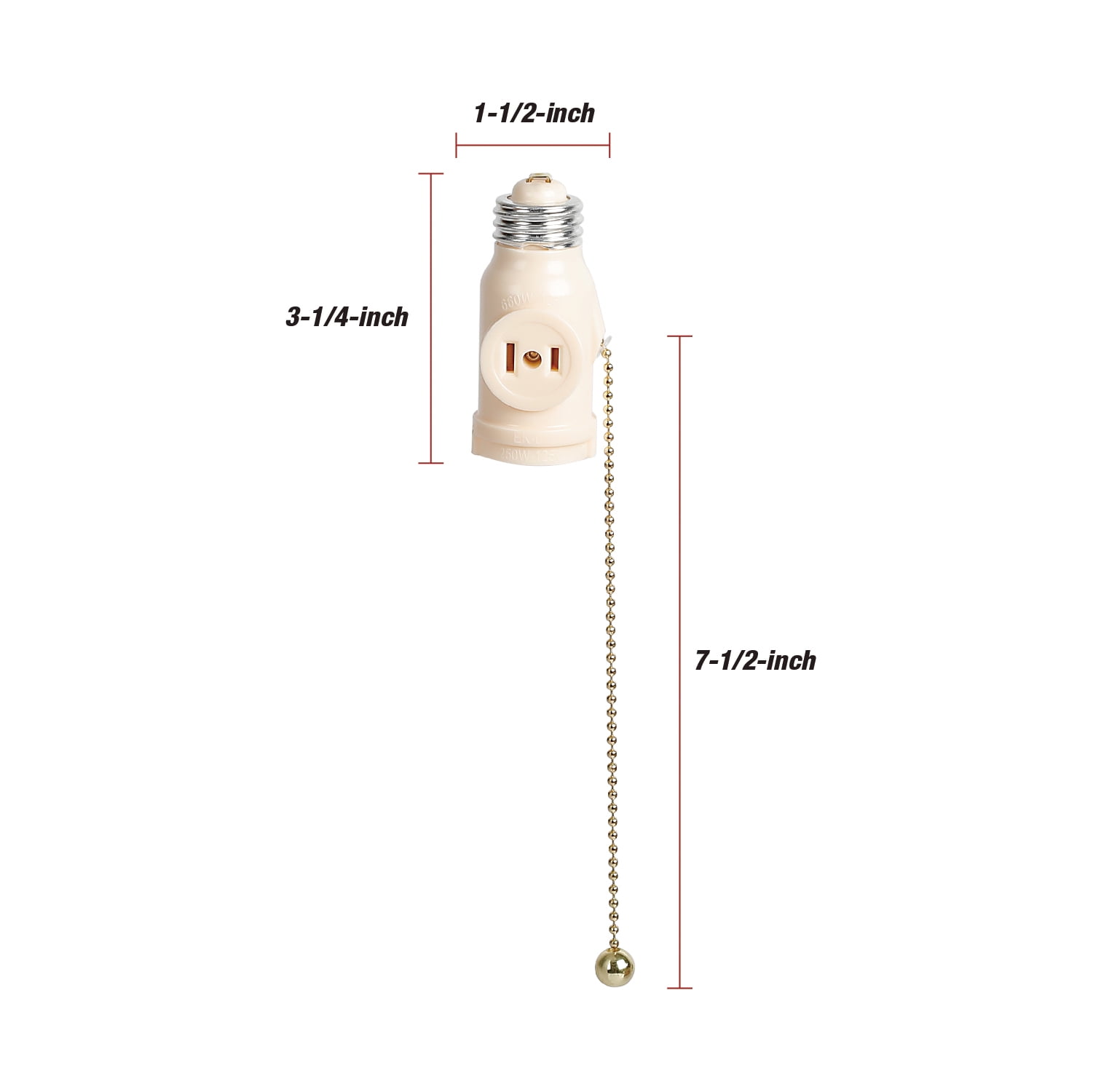 Hyper Tough Lamp Socket Adapter with Pull Chain
