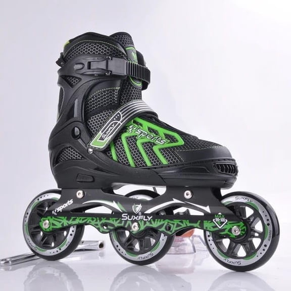 Eonwise Radar Adjustable Size Inline Skates 3 Wheels Skating Shoes For Boys And Girls 10 To 14 Age With Necessary Skating Kit & Liner Skates Shoe (Green)