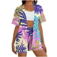 thumbnail image 2 of Wowcloth Womens Hawaiian Print Beach Set, Loose Fit Casual Outfit with Cardigan and Shorts for Vacation and Summer Wear, 2 of 7
