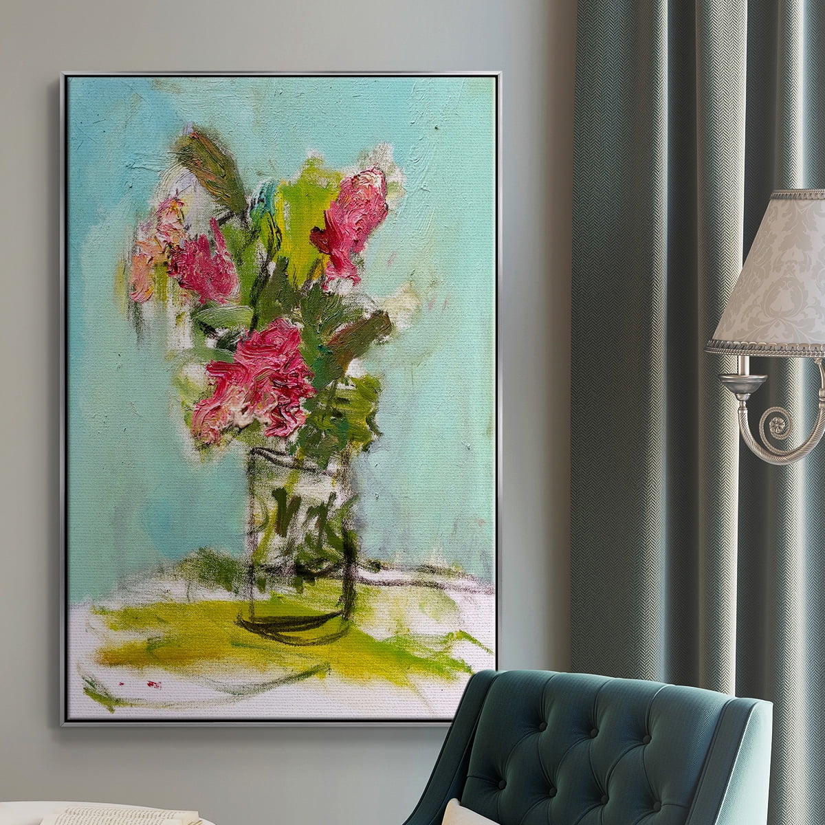 TURQUOISE LILLY Framed Premium Gallery Wrapped Canvas - Ready to Hang