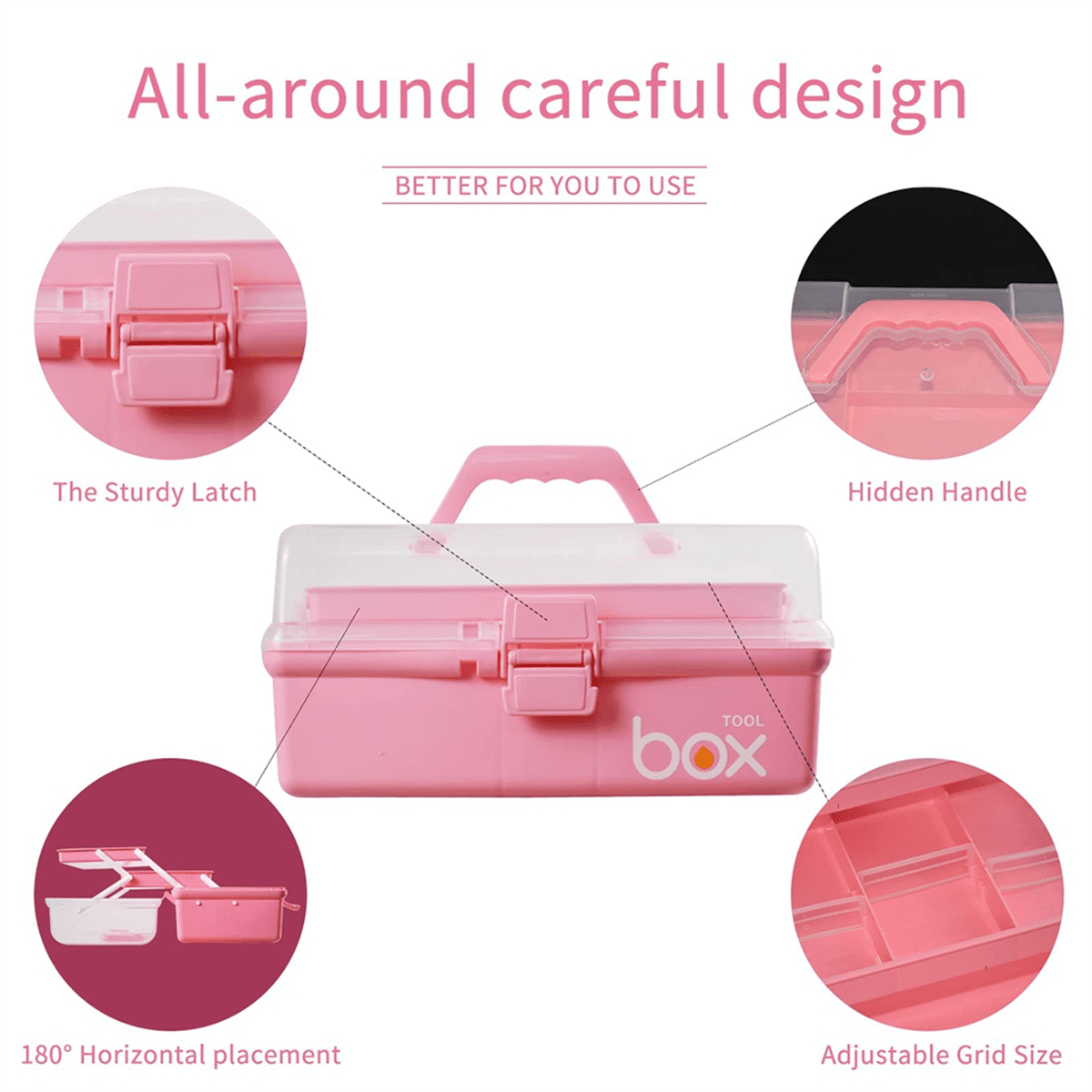 12in Three-Layer Multipurpose Storage Box, Folding Tool Box/Art & Crafts Case/Sewing Supplies Organizer
