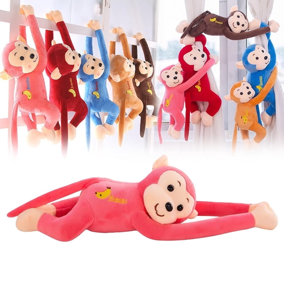 Goowood Monkey Stuffed Animal Cute Long Arm Monkey Plush Toy Interactive Hanging Monkey Doll Pillow for Car Decor and Curtain Tieback 1PC