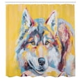 thumbnail image 2 of Ambesonne Wolf Shower Curtain, Happy Wild Animal Portrait Art, 69"Wx75"L, Pale Orange Sky Blue, 2 of 4