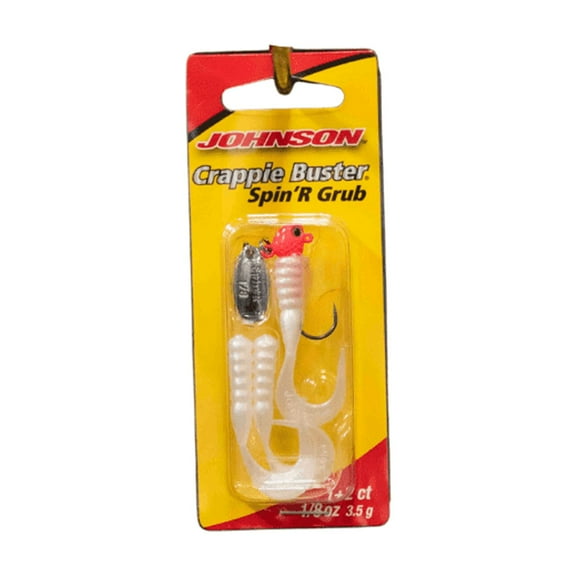 Johnson Crappie Buster Spin'R Grub Fishing Lure, Pink/Pearl, 2 in