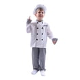 thumbnail image 2 of LPKRT Girls Kids Chef Themed 3-Piece Outfit Set Chef Jacket Plaid Pants And Hat Role Play And Special Clothing Sets White 8-10 Years, 2 of 7