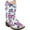 Flower Print, variant on Old West Toddler's All Over Leatherette Material Broad Square Toe Boots