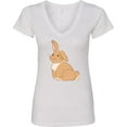 thumbnail image 3 of Inktastic Easter Cute Floppy Ear Brown Bunny Women's V-Neck T-Shirt, 3 of 5