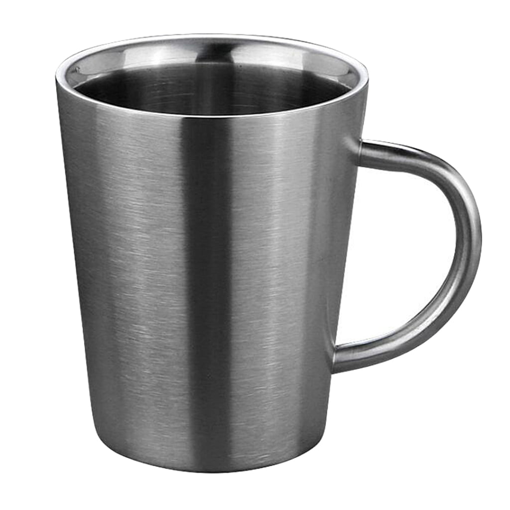 Stainless Steel Double Wall Insulated Coffee Mug Cold Drink Water Cup Silver 