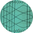 thumbnail image 1 of Ahgly Company Machine Washable Indoor Round Oriental Turquoise Blue Industrial Area Rugs, 3' Round, 1 of 4