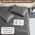 thumbnail image 3 of DEITAS 100% Egyptian Cotton Bed Sheet Set, 1200 Thread Count Sheet, Deep Pocket-4 Piece, King, Dark Gray, 3 of 8