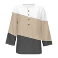 thumbnail image 4 of YLSDY Ladies Tunic Henley Shirts Button Up Notch Neck Tops Slim Fit Flowy Dressy Casual Blouse Workout Summer Basic Raglan 3/4 Sleeve Basic Tees Fashion 2024 Vintage Color Block Shirts Khaki 14, 4 of 4