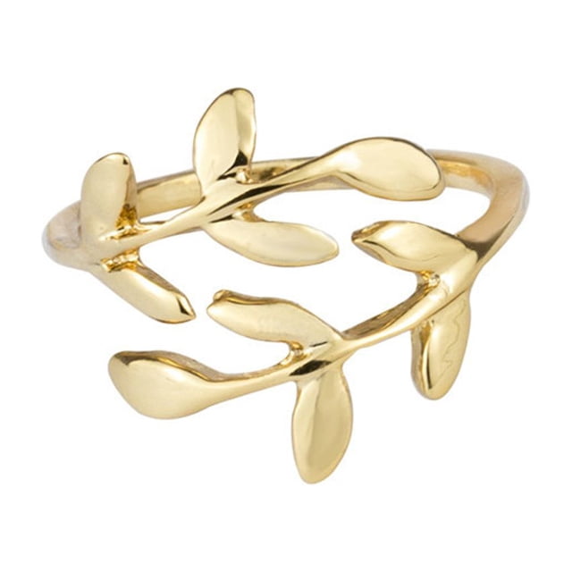 Anillo de rama ajustable de laurel de hojas chapadas en oro rosa plateado de acero inoxidable joyería-oro