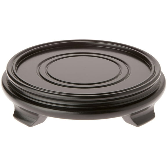 Plymor Black Round Wood Veneer Footed Display Base, 7.25" W x 7.25" D x 1.75" H (6" Display Diameter)
