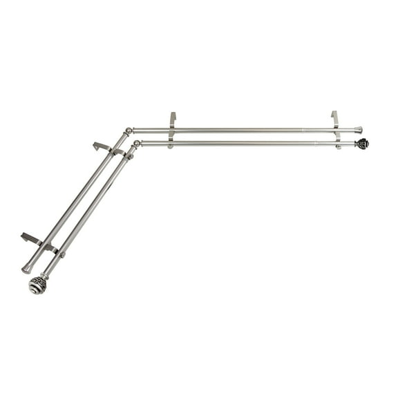 Domovina Raina 13/16-inch Double Corner Window Curtain Rod-Color:Satin Nickel,Size:28-48"