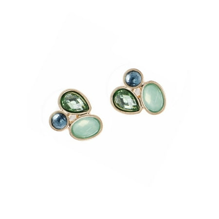 Green Stone Cluster Earrings