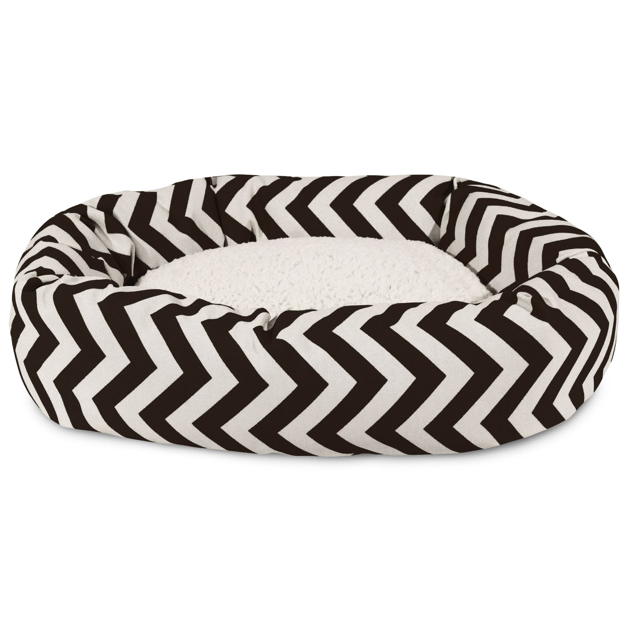 Majestic Pet Sherpa Chevron Bagel Pet Bed for Dogs, Calming Dog Bed Washable, Extra Large, Black