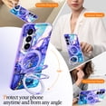 thumbnail image 4 of CASEFIV for Samsung Galaxy S26 Case,[Magnetic Invisible Stand][Military-Grade Drop Protection] Slim Glossy Marble Pattern Back Shockproof Protective Phone Cover,Purple Marble, 4 of 7