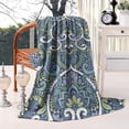 thumbnail image 2 of Blue Ethnic Paisley Pattern Blanket,Comfortable Soft Flannel Throw Blanket,All Season,Warm Lightweight Blankets for Sofa Bed Couch Living Room Chair,40"x50", 2 of 4