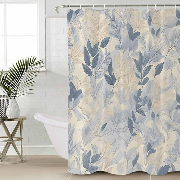 Blue Yellow Botanical Bathroom Curtain 78 Inch Shower Curtain with Hooks, Spring Summer Vintage Waterproof Polyester Bath Curtain Washable Bathtub Curtain 54''x 78''
