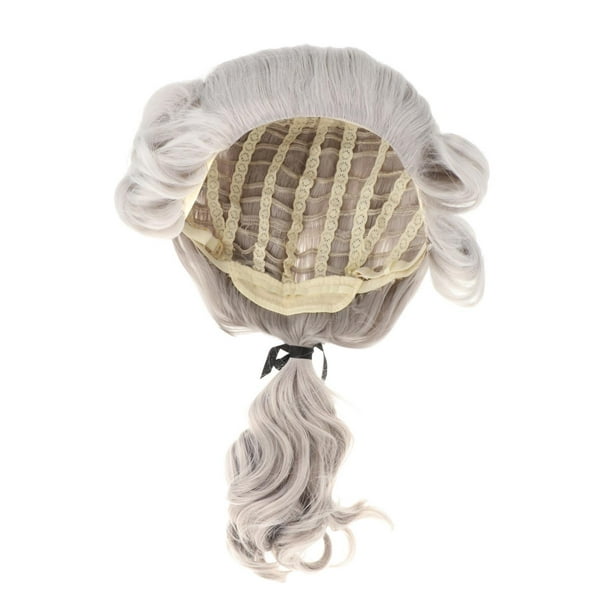 Peluca Colonial Larga y Rizada Salvador Resistente al Calor Gris 45 cm