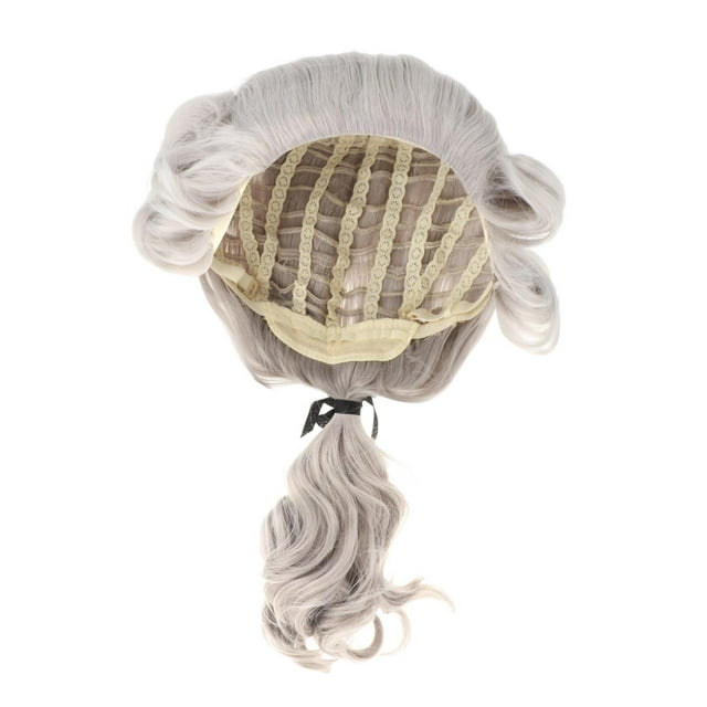 Peluca colonial de juez y abogado, disfraz de cosplay para mujeres y hombres, sintética, transpirable. gris