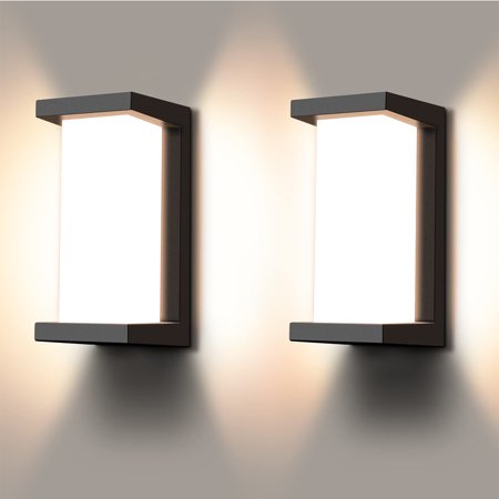 Outdoor Wall Light Sconce LED Porch & Patio Lights Set of Two