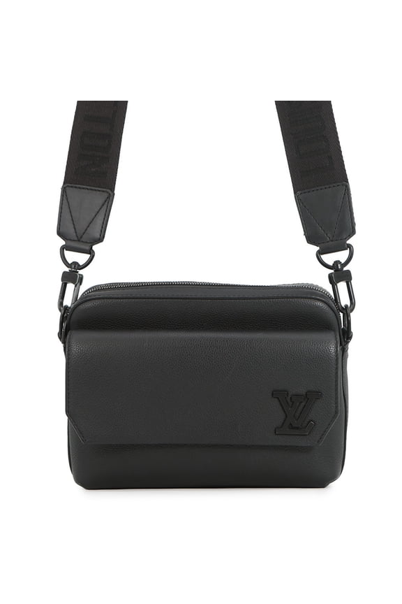 Pre-Owned Louis Vuitton Shoulder Bag Leather LV Aerogram Fastline M22482 Black Handbag Men's...