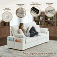 thumbnail image 5 of EOP 76" Loveseat Sofa, Comfy Modern 2-Seats Sofa with Pillow Armrest, USB/Type-C Port, Side Storage, Removable Cover, Deep Seat Couch, Small Couches for Small Space and Living Room, Beige, 5 of 11