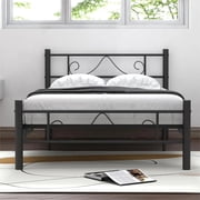 Twin Size Bed Frame, 11.2 Height Classic Metal Bed Frame with Under Bed Storage/No Box Spring Needed,Black