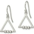 thumbnail image 2 of Sterling Silver Polished Triangle And Bead Shepherd Hook Earrings (23.85 X 15) Made In India qe16087, 2 of 5
