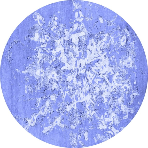 Ahgly Company Indoor Round Abstract Blue Contemporary Area Rugs, 5' Round