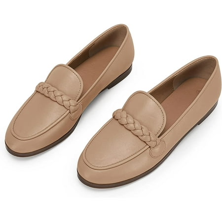 

QWZNDZGR Womens Classic Loafers Comfort Flats Narrow Fit Cute Braided Strap Moc Toe Casual Slipper Slip On Shoes
