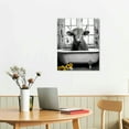 thumbnail image 2 of COMIO  Highland Cow Wall Art in Bathtub Canvas Print - Black and White Photo Bubble Funny Cattle Pictures Animal Painting Farmhouse Artwork, 2 of 4
