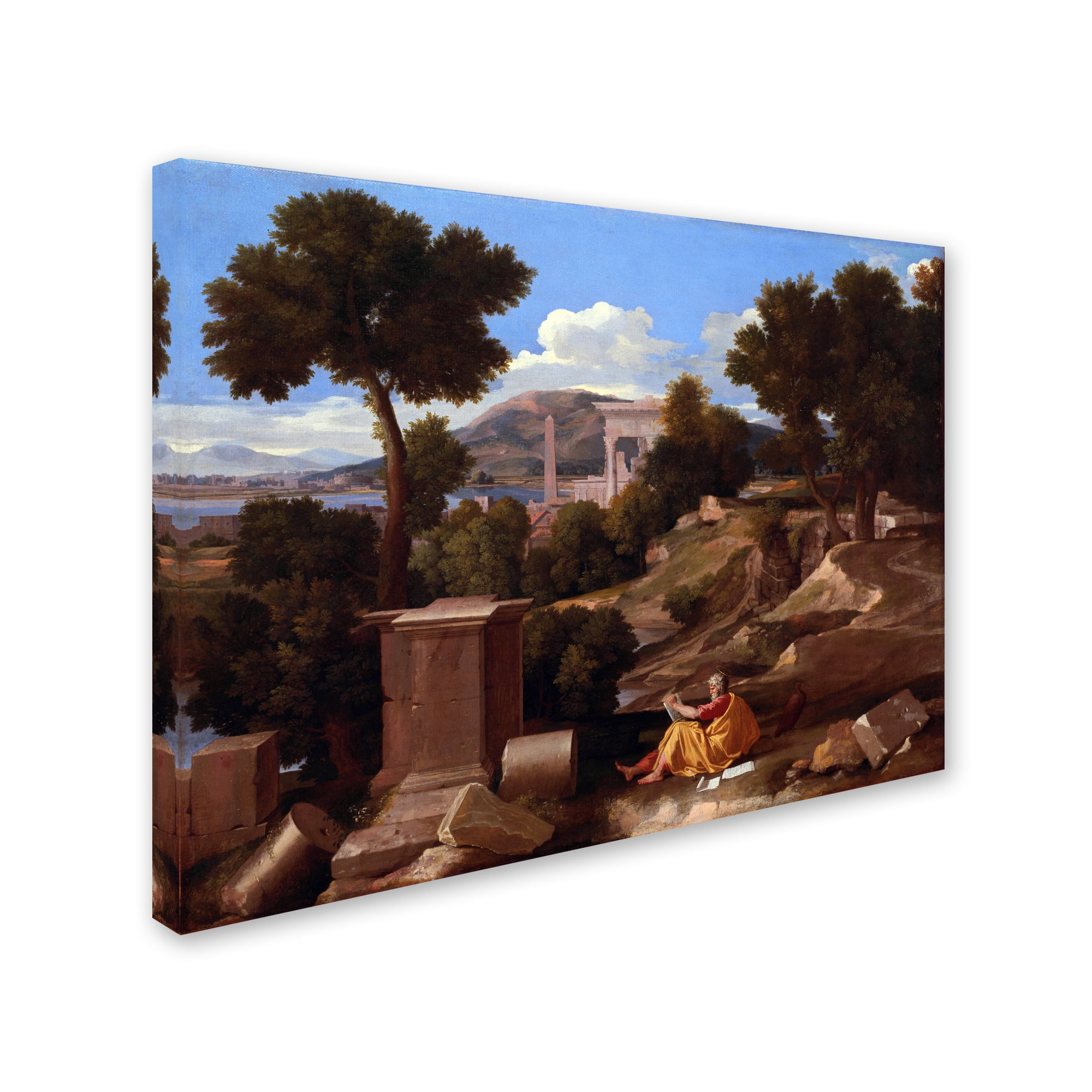 Nicolas Poussin 'Landscape With Saint John On Patmos' Canvas Art