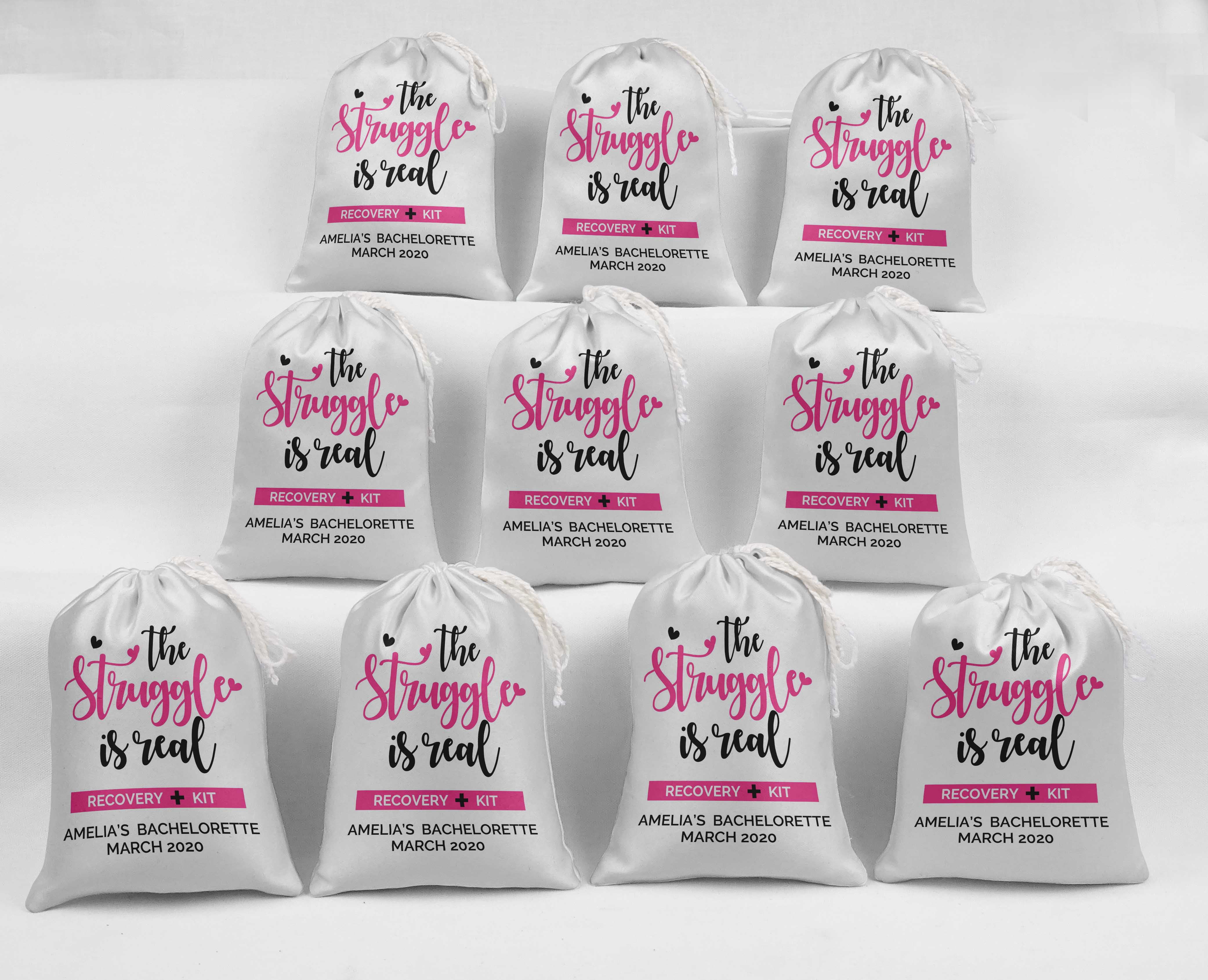 Darling Souvenir White Recovery Kit Bachelorette Custom Party Supplies Favor Bags Gift Pouches 15 Pieces
