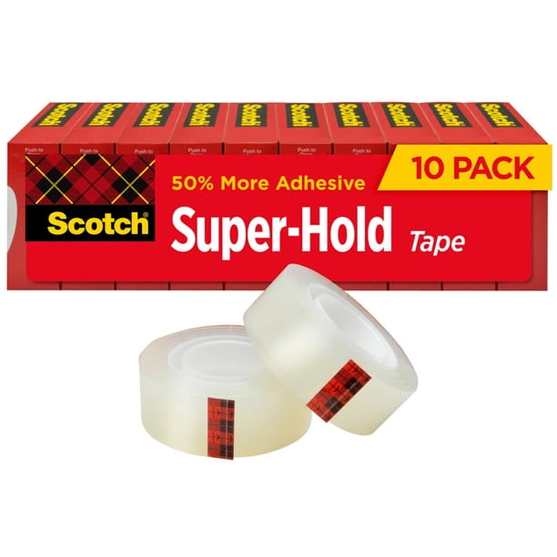 Cinta adhesiva Super-Hold, 10 rollos, 3/4 pulgadas x 20,32 m, transparente